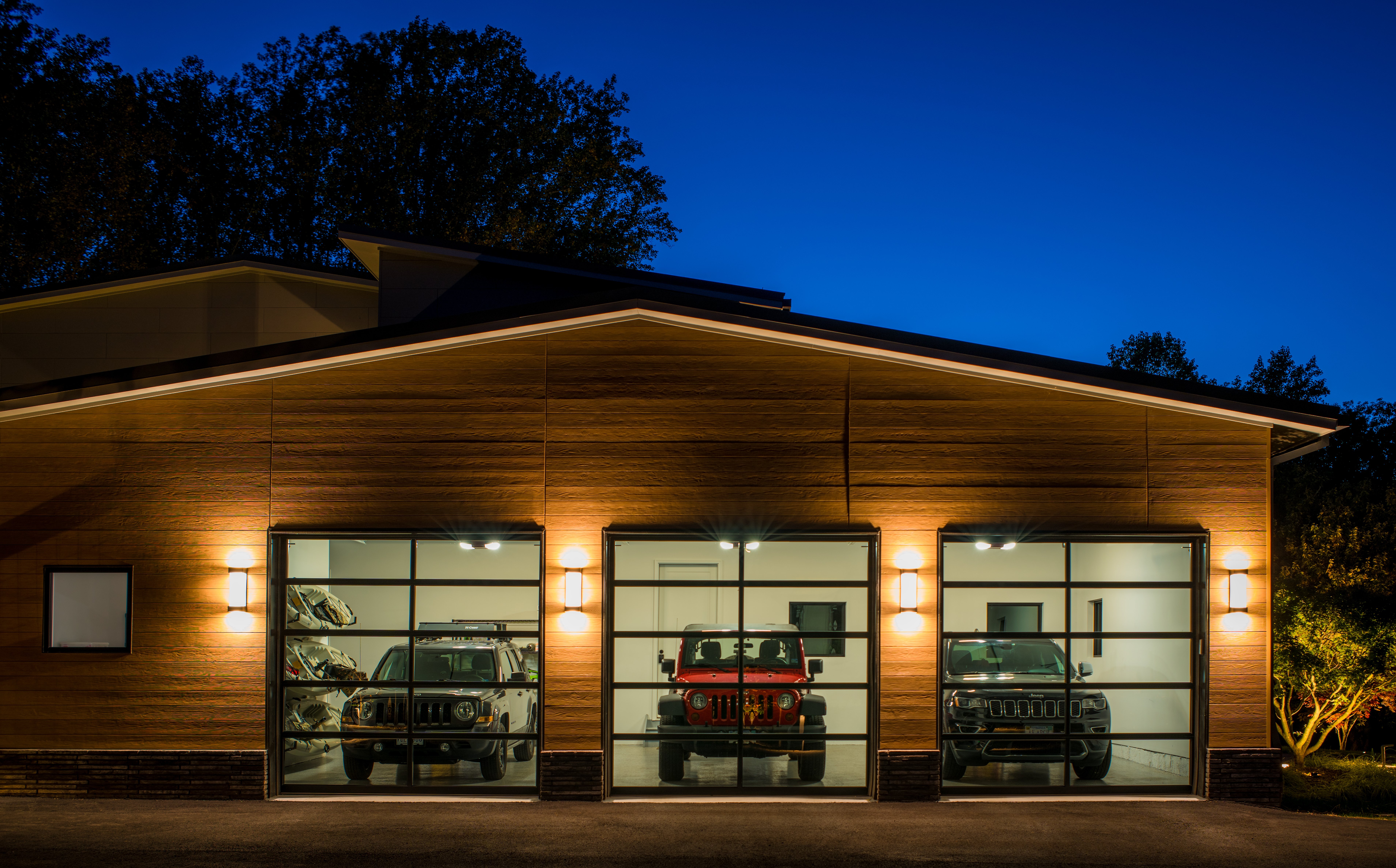 Modern Style High End Luxury Garage in Custom Home by Design Build Firm AV Architects and Builders in Great Falls Northern Virginia