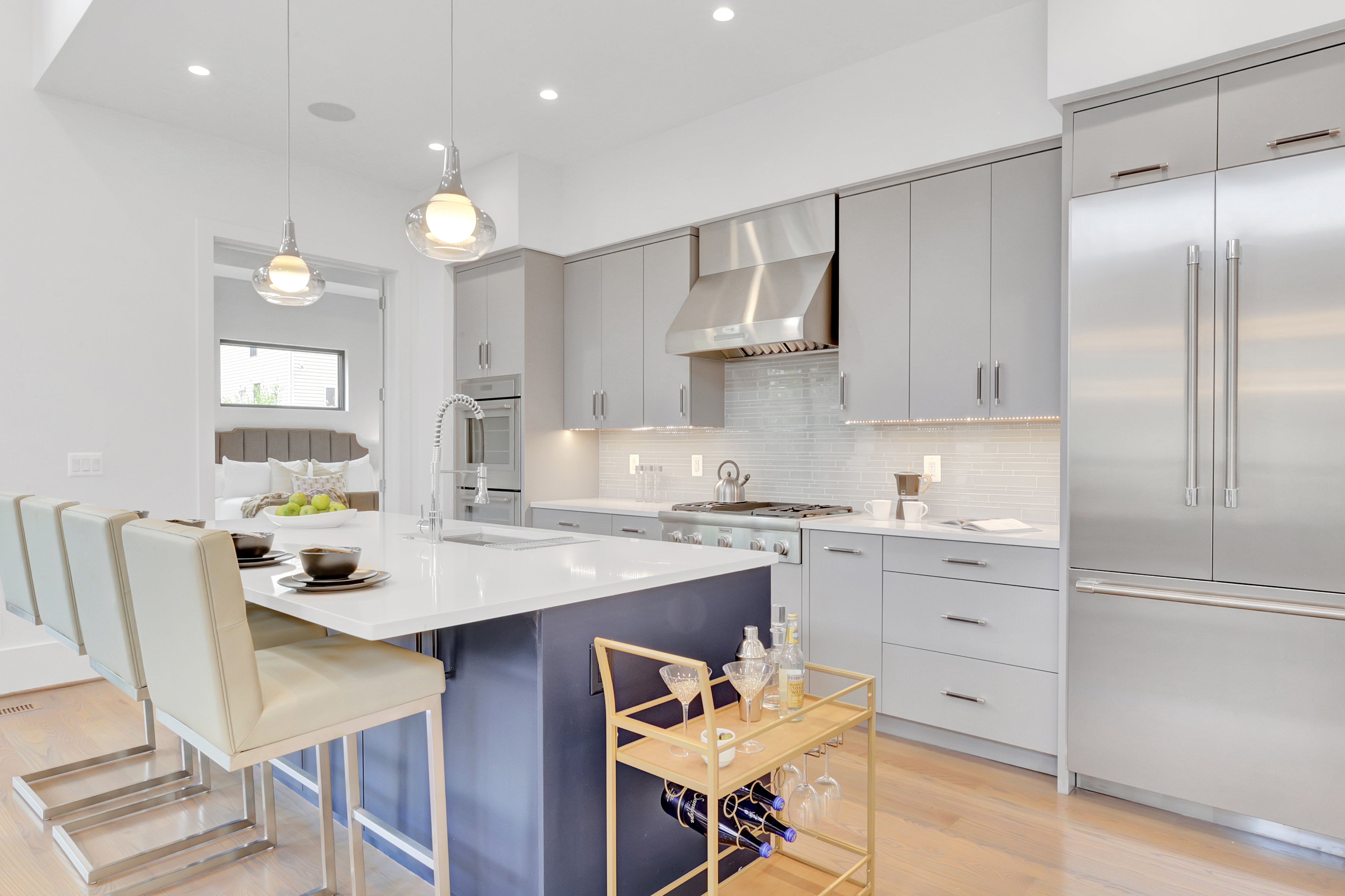 Main Level Living Modern Custom Home by AV Architects and Builders in Northern Virginia Falls Church Tysons Corner Luxury Living Room Great Room Open Concept Floor Plan