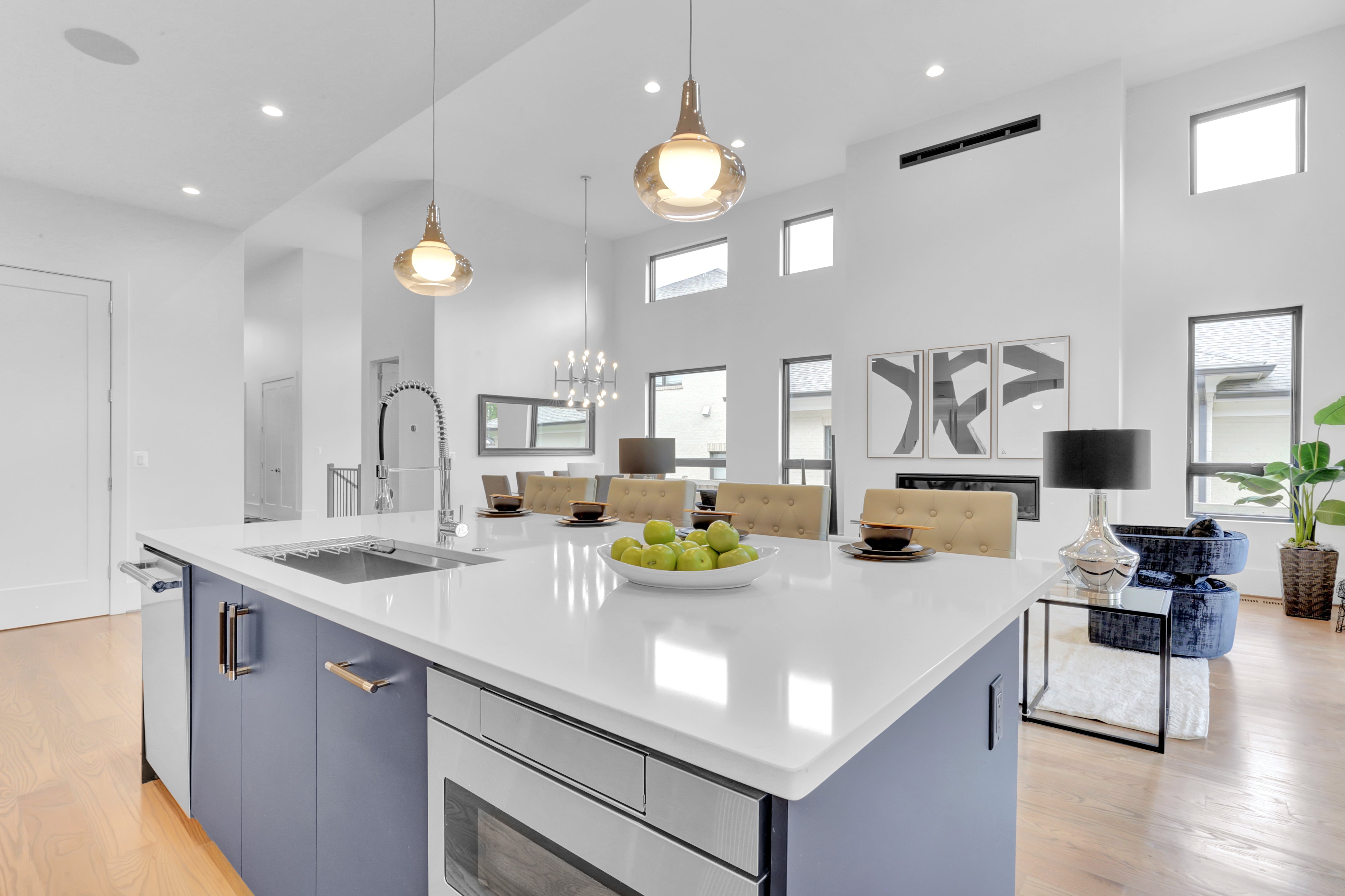 Main Level Living Modern Custom Home by AV Architects and Builders in Northern Virginia Falls Church Tysons Corner Luxury Living Room Great Room Open Concept Floor Plan