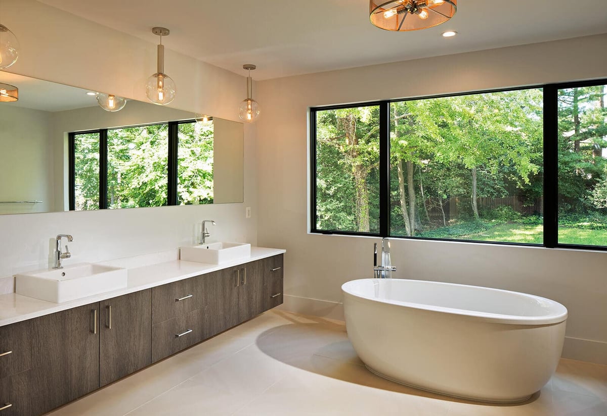 McLean Virginia Modern Home Hill House Custom Modern Bath Northern Virginia Oasis AV Architects and Builders