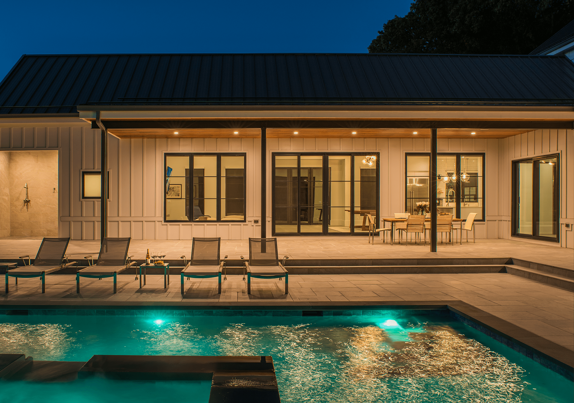 Pool at Modern Farmhouse Style Custom Home by AV Architects and Builders in Great Falls Northern Virginia