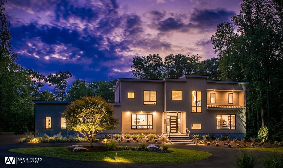 Modern Style High End Luxury Custom Home by Design Build Firm AV Architects and Builders in Great Falls Virginia Northern Virginia Custom Home Builders